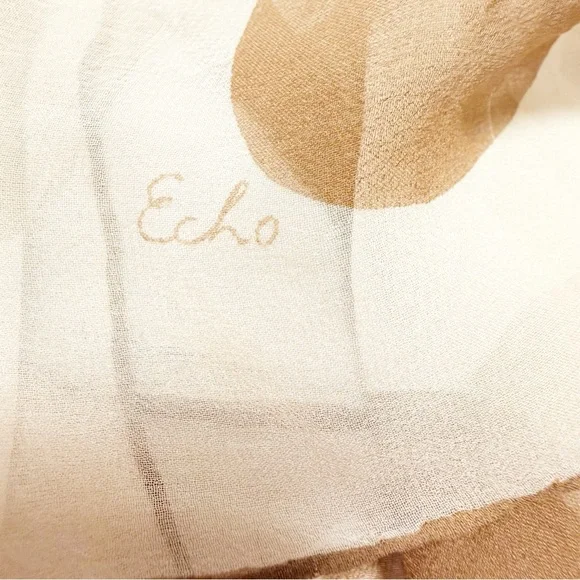 Echo Cream Scarf with Tan Polka-Dot Accent - Picture 8 of 8